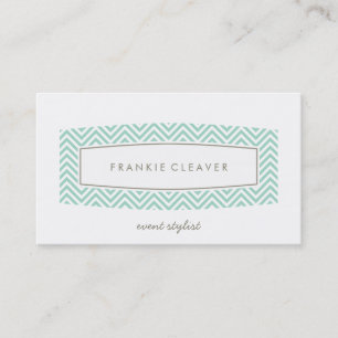 BUSINESS CARD plain chevron patterned panel mint