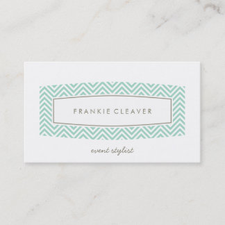 BUSINESS CARD plain chevron patterned panel mint