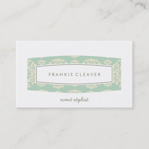 Customizable BUSINESS CARD plain patterned panel mint cream