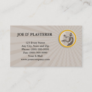 Business card Plasterer Masonry Worker Trowel Retr