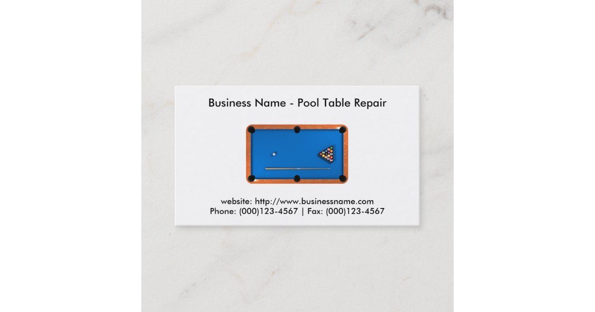 Business Card: Pool Table Repair Business Card | Zazzle