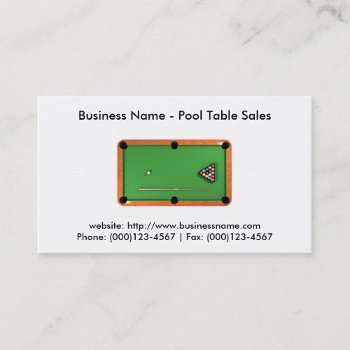 Business Card Pool Table Sales Business Card