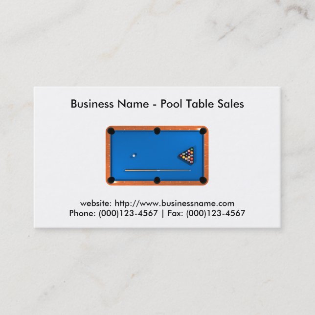 Business Card: Pool Table Sales Business Card (Front)