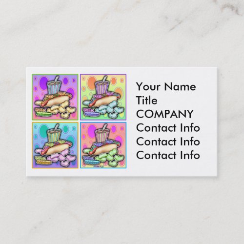 Business Card _ Pop Art Hot Dog with Chips and a D