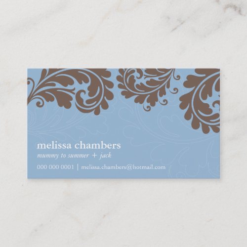 BUSINESS CARD pretty bold flourish blue brown