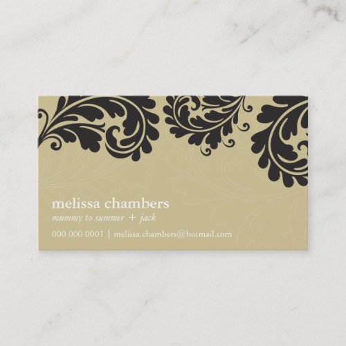 BUSINESS CARD pretty bold flourish gold black