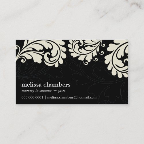 BUSINESS CARD pretty bold flourish ivory black