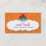 BUSINESS CARD pretty flourish cupcake orange pink