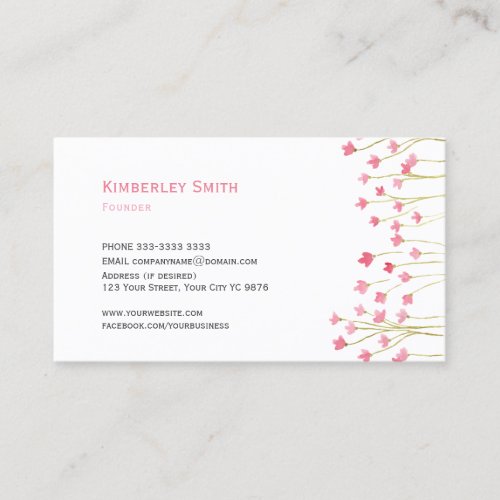 Business Card Pretty Pink Flower stems  Business Card