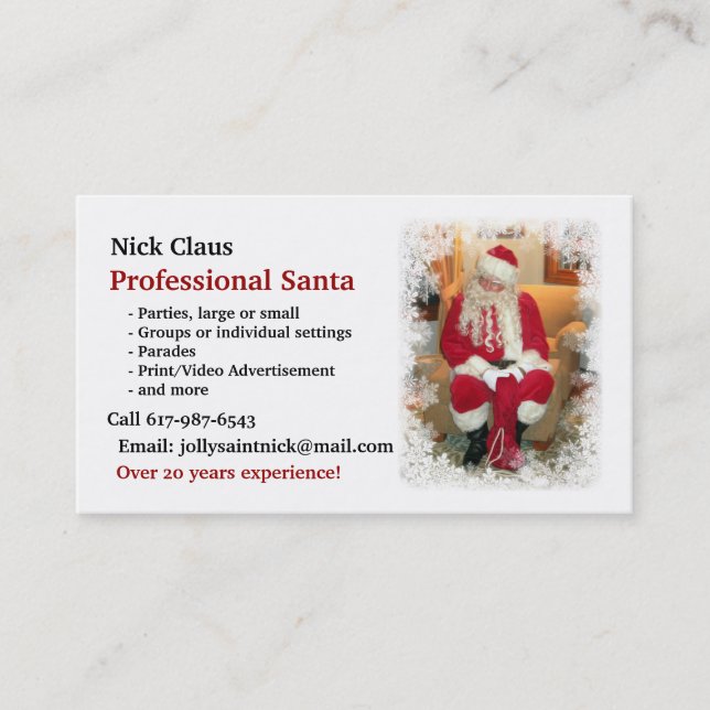 Business Card: Professional Santa Business Card (Front)