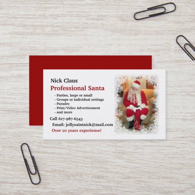 Business Card: Professional Santa Business Card (Front/Back In Situ)