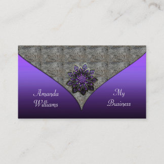 Business Card Purple floral Jewel Animal Print