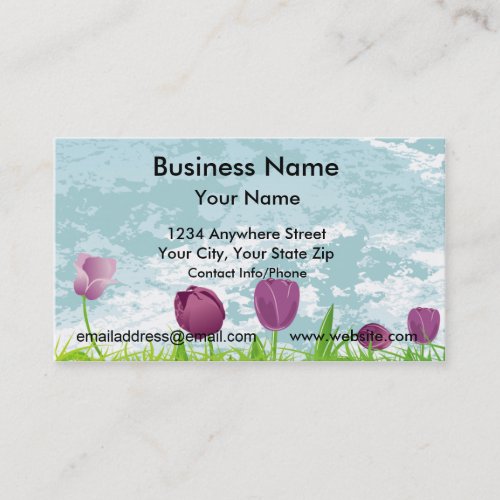 Business Card Purple Tulips