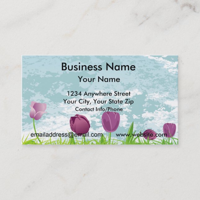 Business Card Purple Tulips (Front)