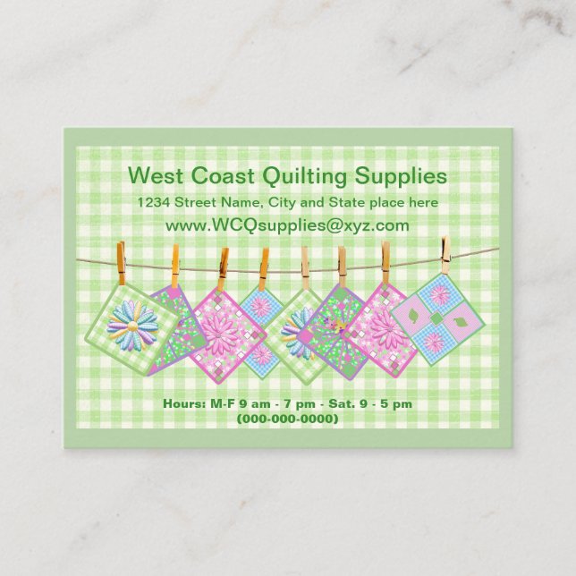 Business Card - Qulting Clothesline- Personalize (Front)