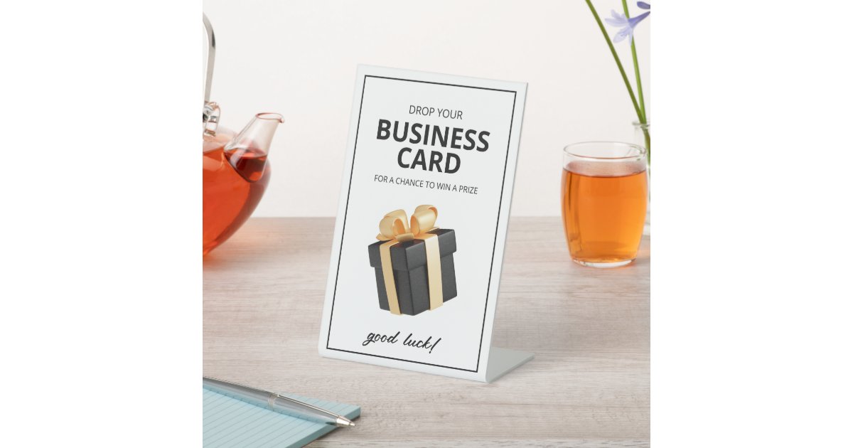 Business Card Raffle Bowl Sign | Zazzle