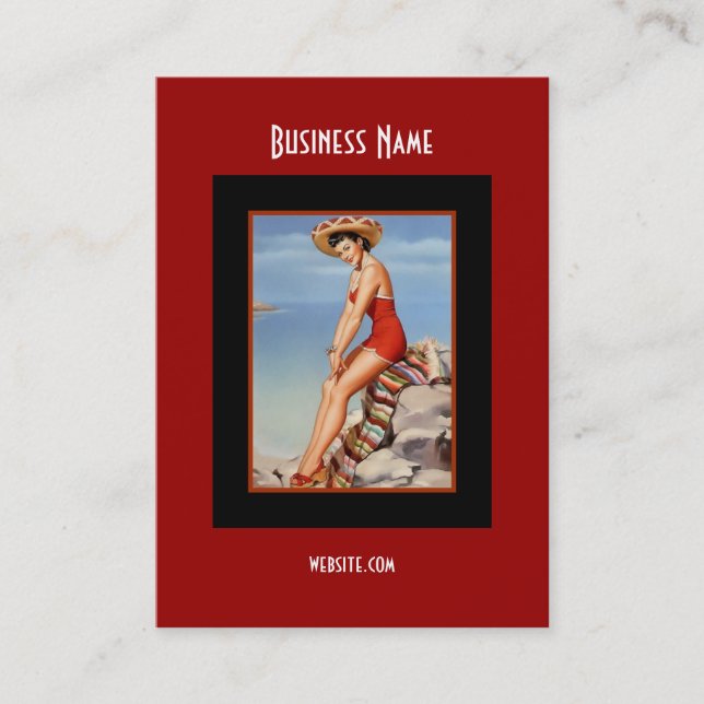 Business Card Red Black Pin up Girl Vintage retro (Front)