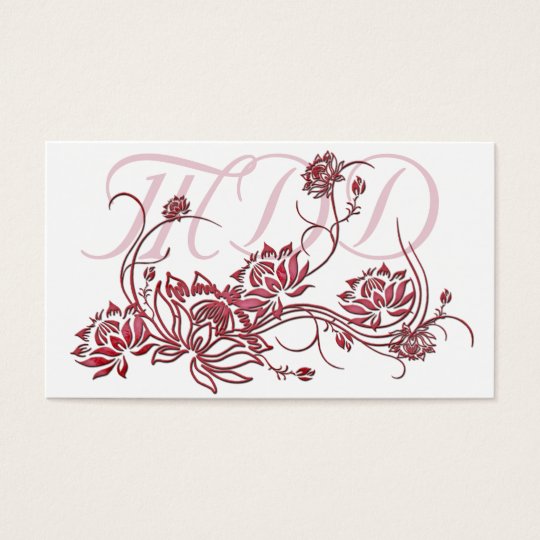 Business Card :: Red Lotus Flower Design