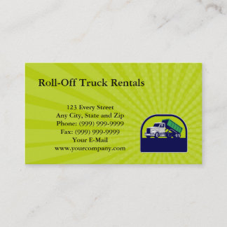 Business card Roll-Off Truck Side Up Half Circle R