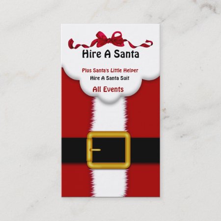Business Card Santa Hire Service Suit For Parties