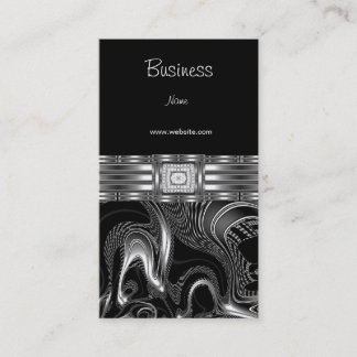 Business Card Silver Abstract Black Diamond Jewel