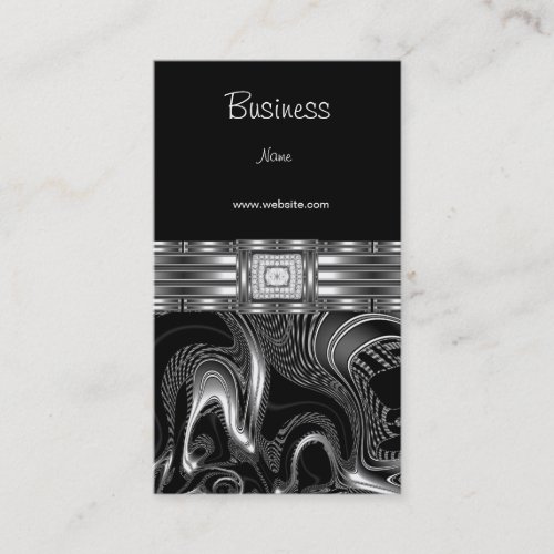 Business Card Silver Abstract Black Diamond Jewel