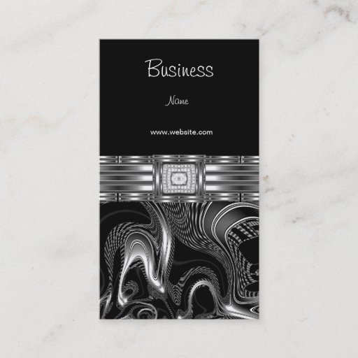 Customizable Business Card Silver Abstract Black Diamond Jewel