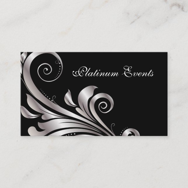 Business Card Silver Leaf Event Planner (Front)