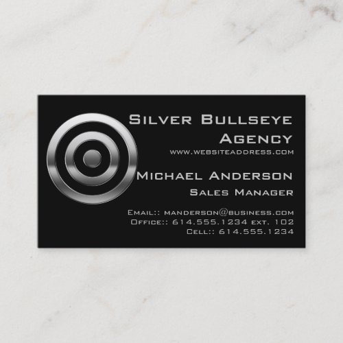 Business Card  Silver Metal Bullseye Target