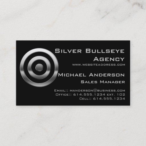 Customizable Business Card :: Silver Metal Bullseye Target
