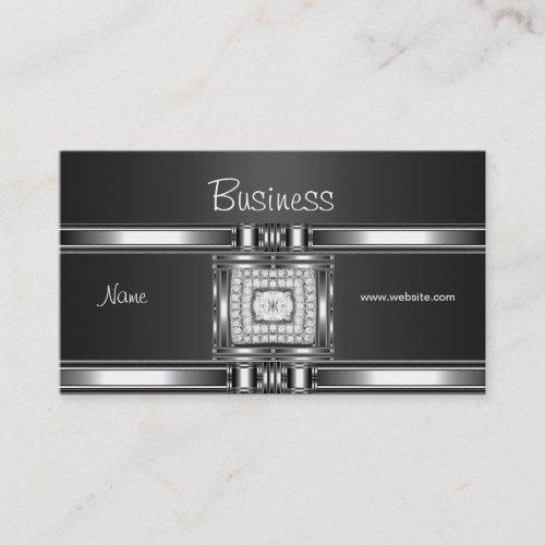 Business Card Silver on Grey Black Diamond Jewel