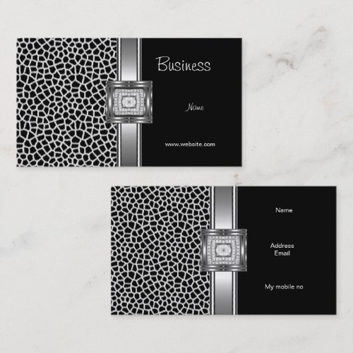 Business Card Silver on Grey Black Diamond Jewel