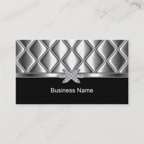 Business Card Silver Tile Trim Diamond Jewel