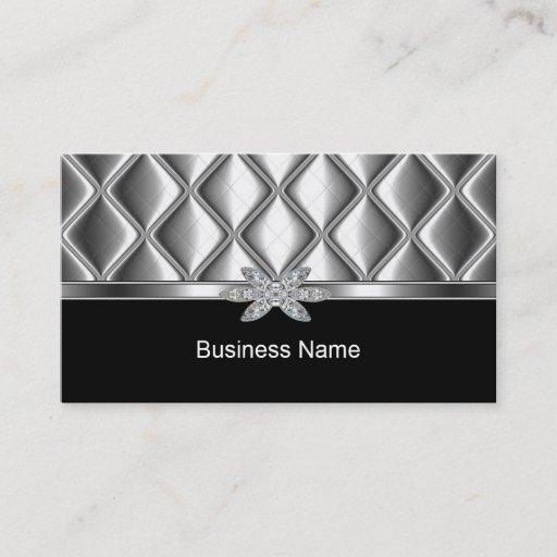 Customizable Business Card Silver Tile Trim Diamond Jewel