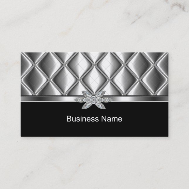 Business Card Silver Tile Trim Diamond Jewel (Front)