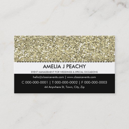 Customizable BUSINESS CARD :: simple trendy gold glitter effect