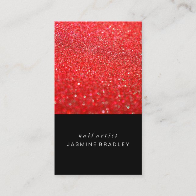 Business Card - Simplistic Glitter Red (Front)