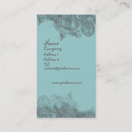Customizable business card slate blue w silver swirls