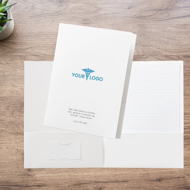 Business Card Slot & Your Logo Custom Pocket Folder (Medical Research Business Logo Mini Pocket Folder)
