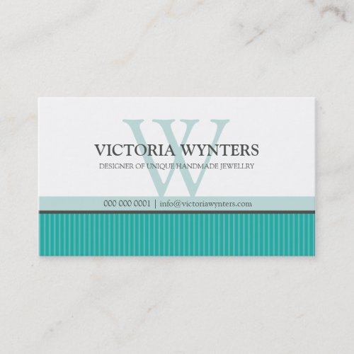 BUSINESS CARD smart modern monogram jade green