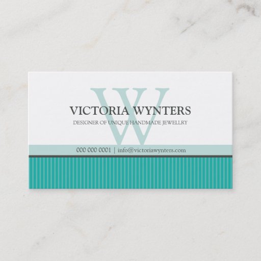 Customizable BUSINESS CARD smart modern monogram jade green