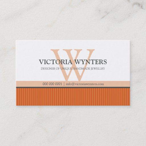Customizable BUSINESS CARD smart modern monogram orange