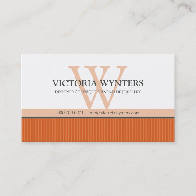 BUSINESS CARD smart modern monogram orange (Front)