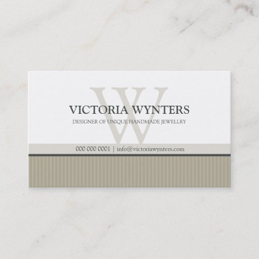 Customizable BUSINESS CARD smart modern monogram pale brown