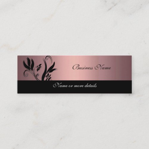 Business Card Soft Pink Black Floral Skinny