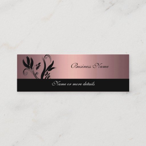 Customizable Business Card Soft Pink Black Floral Skinny