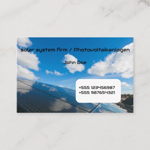 Business card Solar Photovoltaik blue sky 1