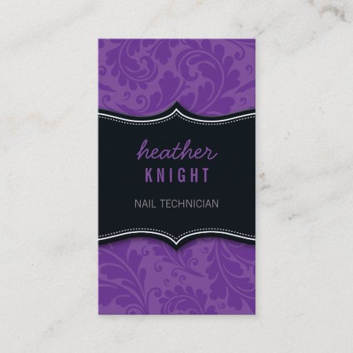 Customizable BUSINESS CARD sophisticated flourish black purple