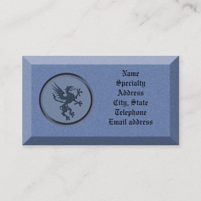 Business card Stone with mythological griffin (Front)