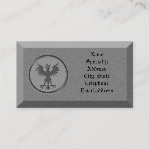 Business card Stone with mythological symbol